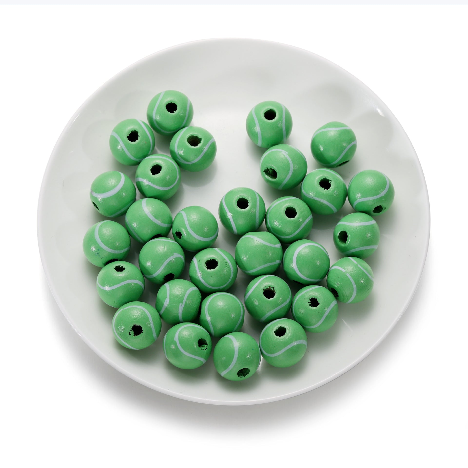 Wholesale 10pcs/pack Color Solid Wood Basketball Soccer Ball Beads